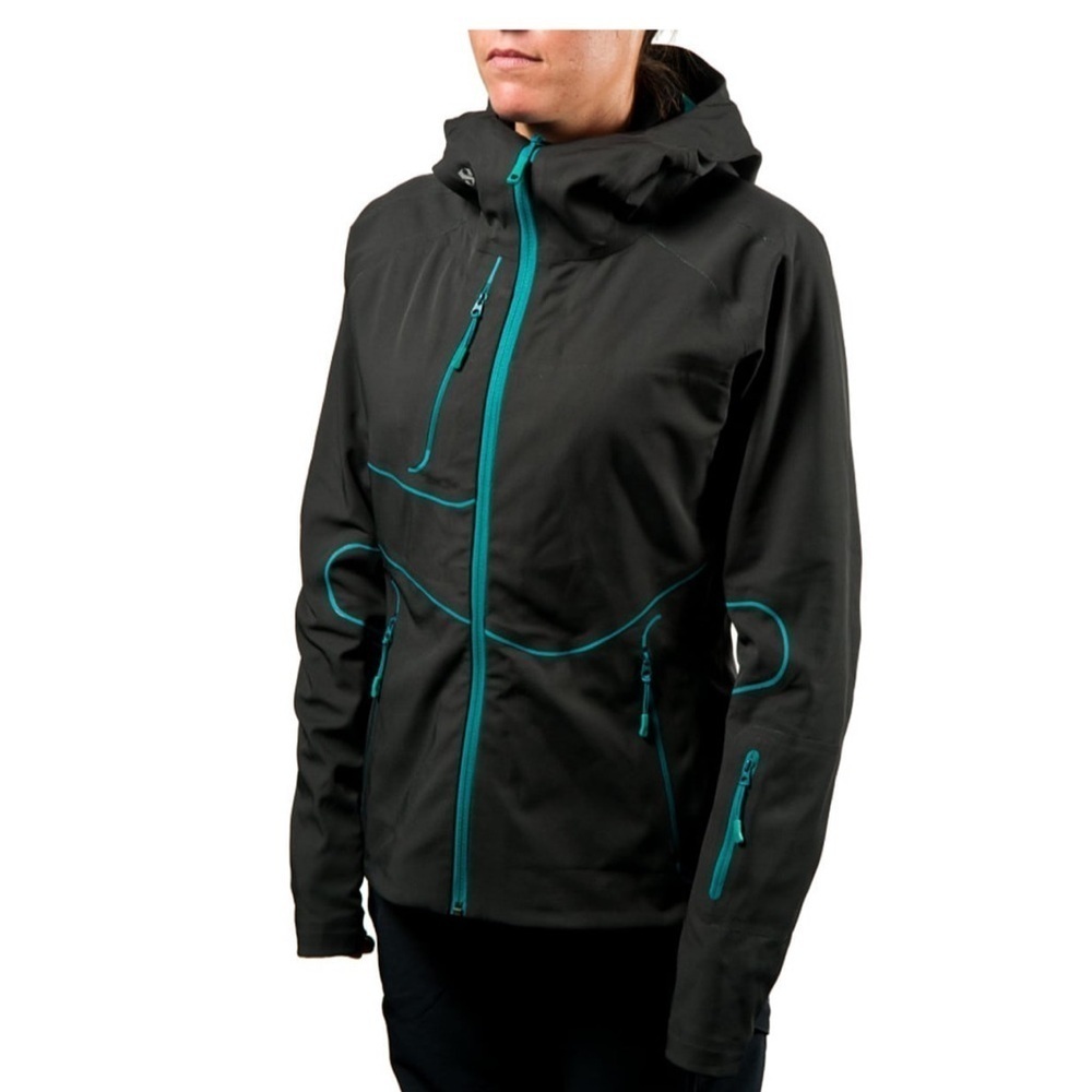 Stoic Welder Lo Softshell Jacket yWomen’s Sz S/4-6 Black Teal Hoodie Lightweight